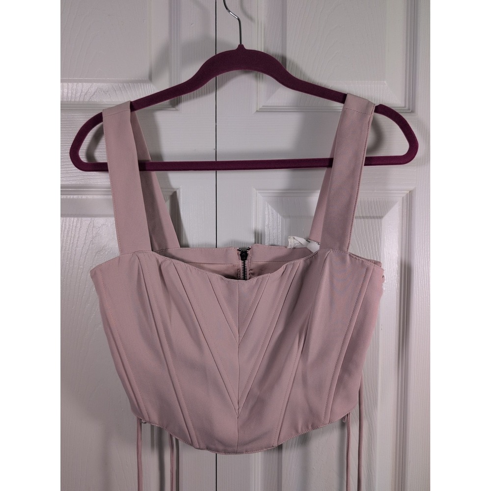 Victoria + Sophia Pink Lace Up Sides Corset Bustier  Cami Blouse Tank Top M